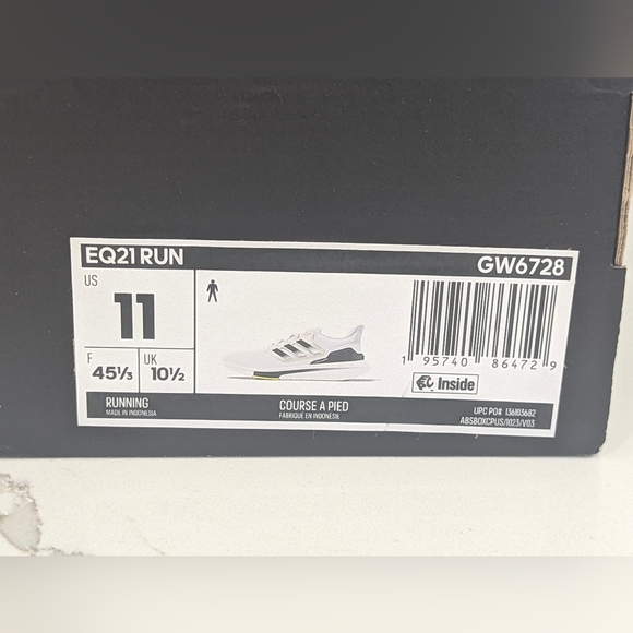 New Adidas White Black Running Shoes Men's 11 EQ21 RUN Running Sneaker Gym Comfy - Picture 4 of 11